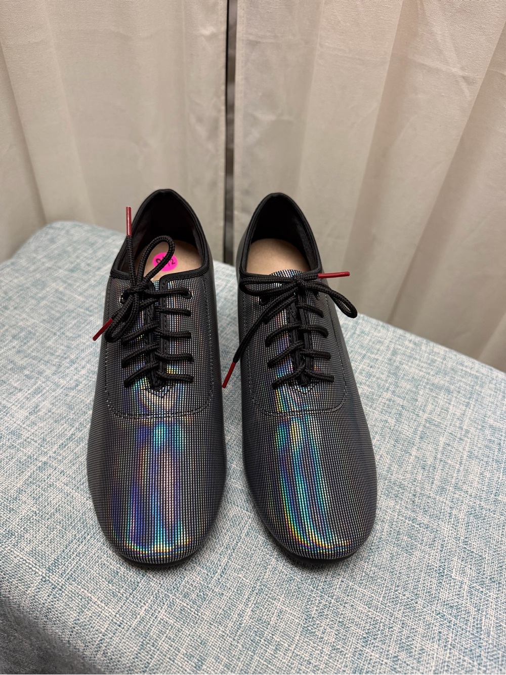 Lucy Choi London Iridescent Black Lace-Up Dance Shoes
